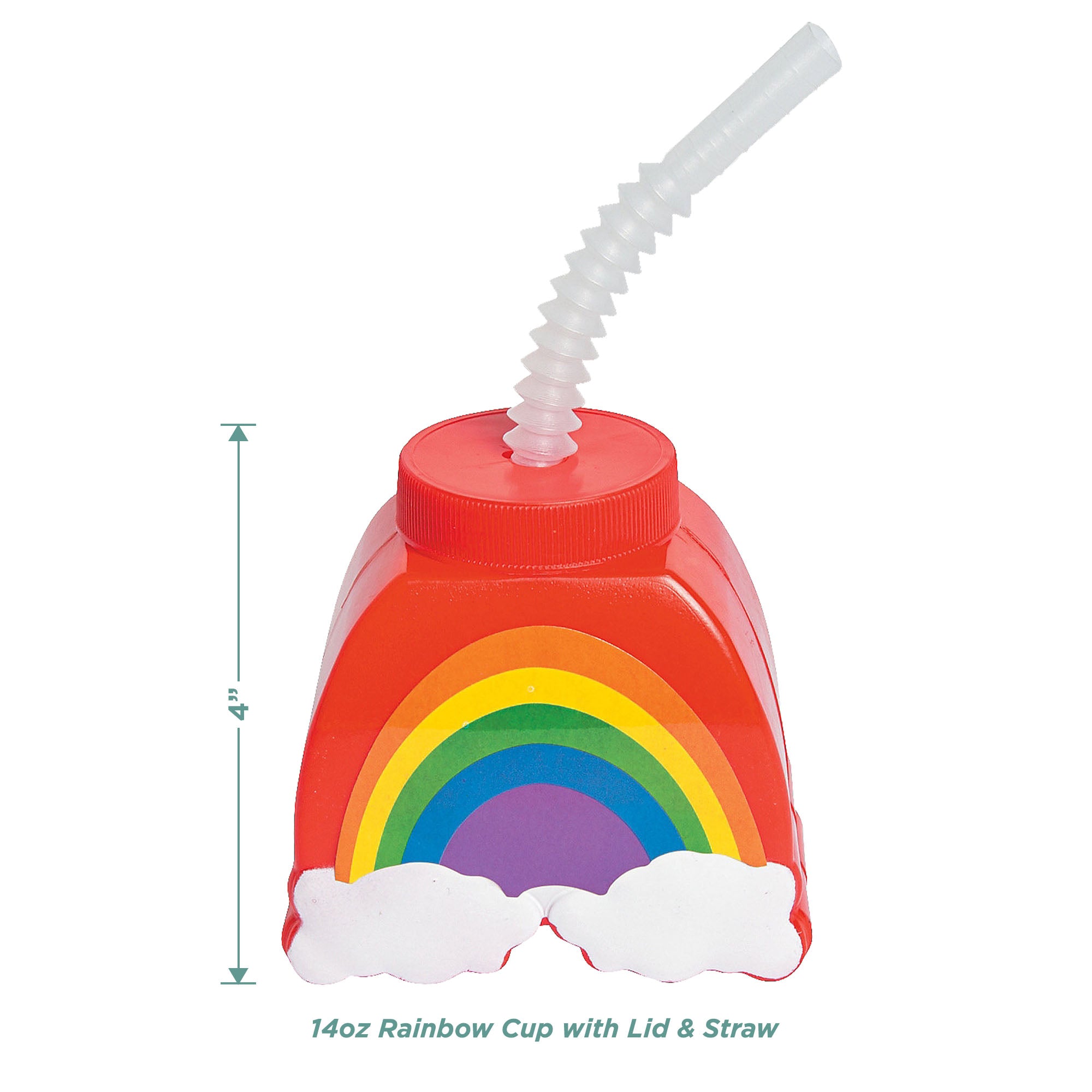 Rainbow Party Favors - Plastic Rainbow Shaped Cups With Lids and